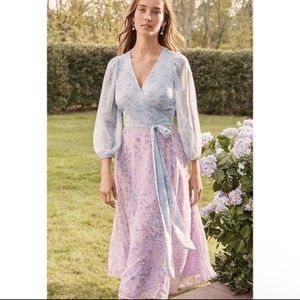 NWOT Ann Taylor Mixed Media Pastel Floral wrap dress